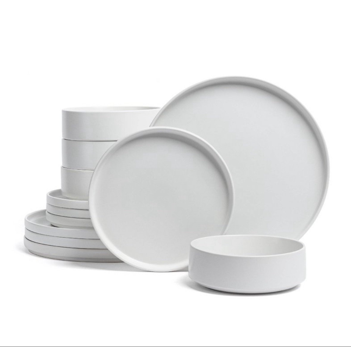 West Elm dupe dinnerware! I have the 12 piece set plus added on 4 more of the matching bigger bowls. Such great quality!! 