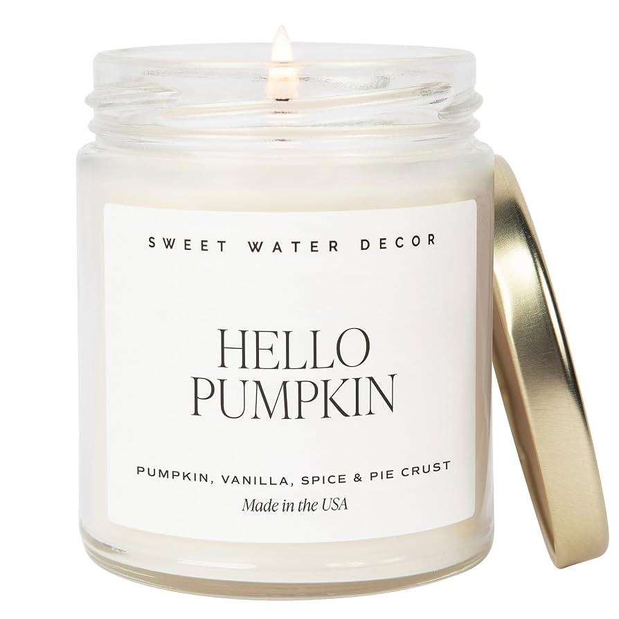Sweet Water Decor Hello Pumpkin Soy Candle | Pumpkin, Warm Spices, Vanilla, and Whipped Cream Sce... | Amazon (US)