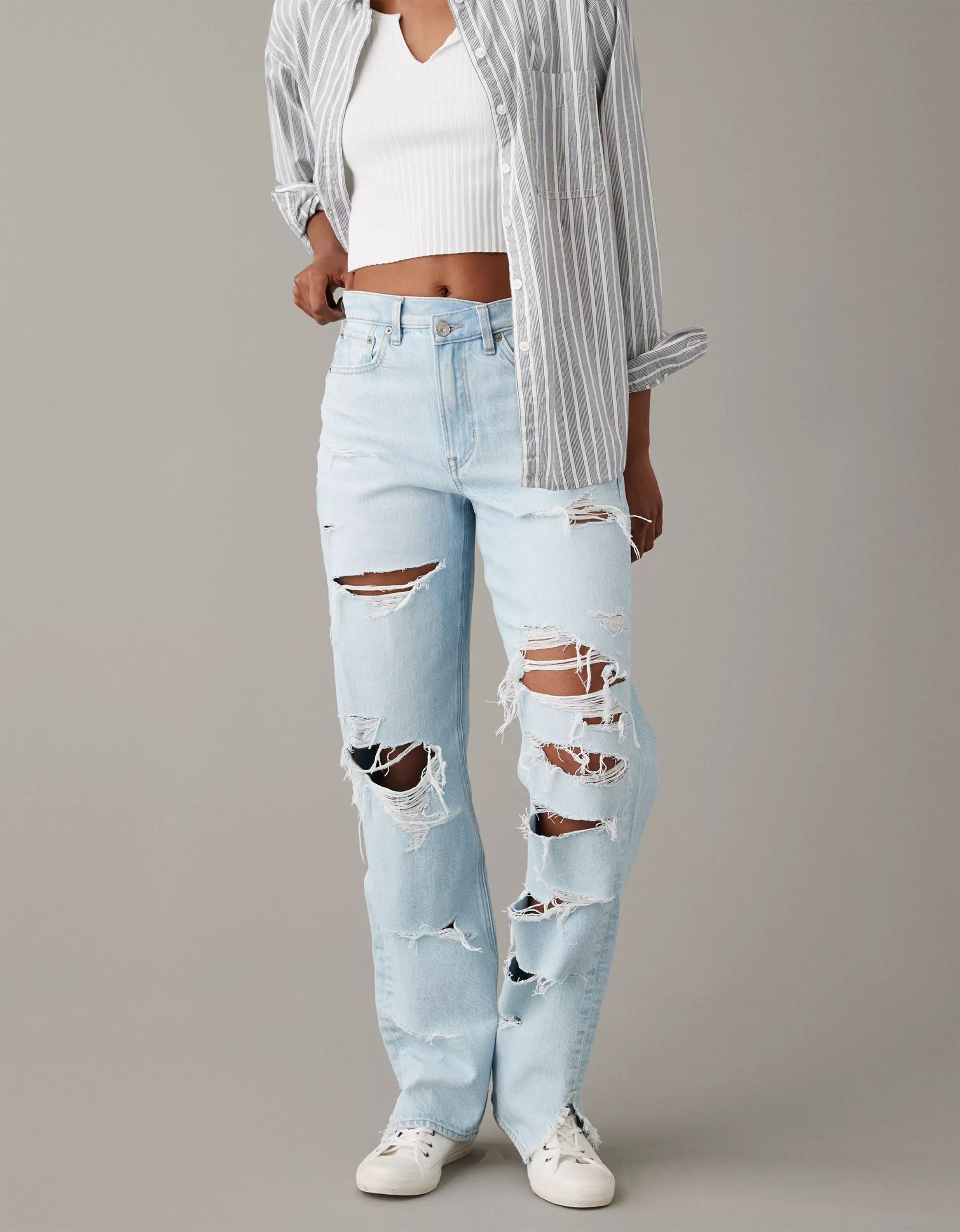 AE Strigid Super High-Waisted Baggy Straight Jean | American Eagle Outfitters (US & CA)