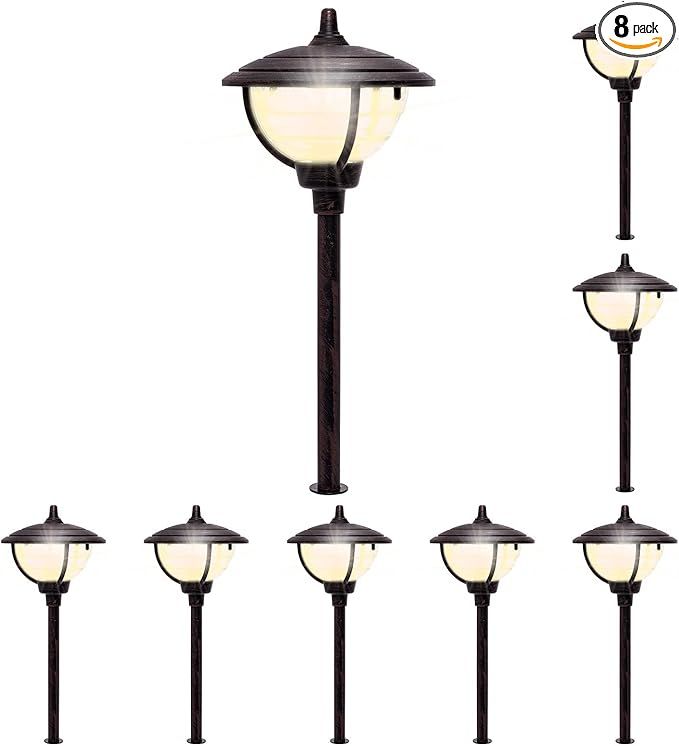 GreenLighting 8 Pack Low Voltage Wired Modern Landscape Pathway Yard Stake Light Palace Bronze 8 ... | Amazon (US)