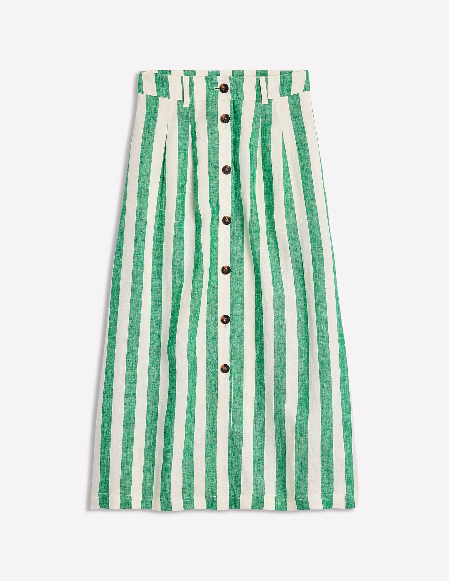 Thomasina Linen Midi Skirt-Rich Emerald Stripe | Boden (US)