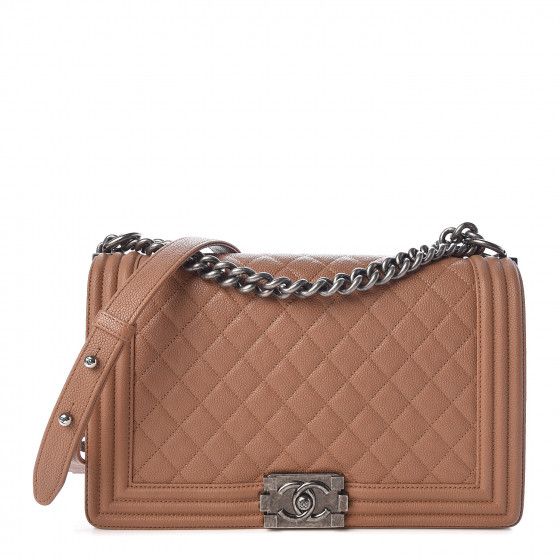 CHANEL Caviar Quilted New Medium Boy Flap Dark Beige | Fashionphile