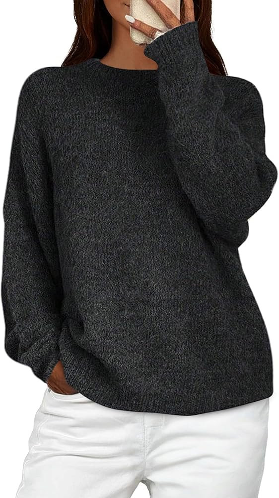 PRETTYGARDEN Womens Fall Long Sleeve Sweater Crew Neck Fuzzy Loose Fit Chunky Knit Oversized Pull... | Amazon (US)