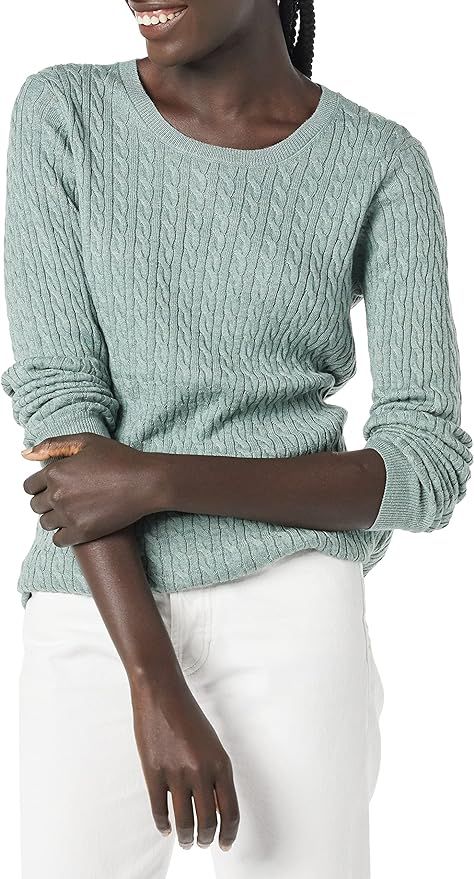 Amazon Essentials Women's Lightweight Long-Sleeve Cable Crewneck Sweater | Amazon (US)