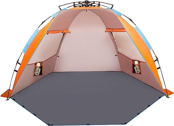 Oileus X-Large 4 Person Beach Tent Sun Shelter - Portable Sun Shade Instant Tent for Beach with C... | Amazon (US)