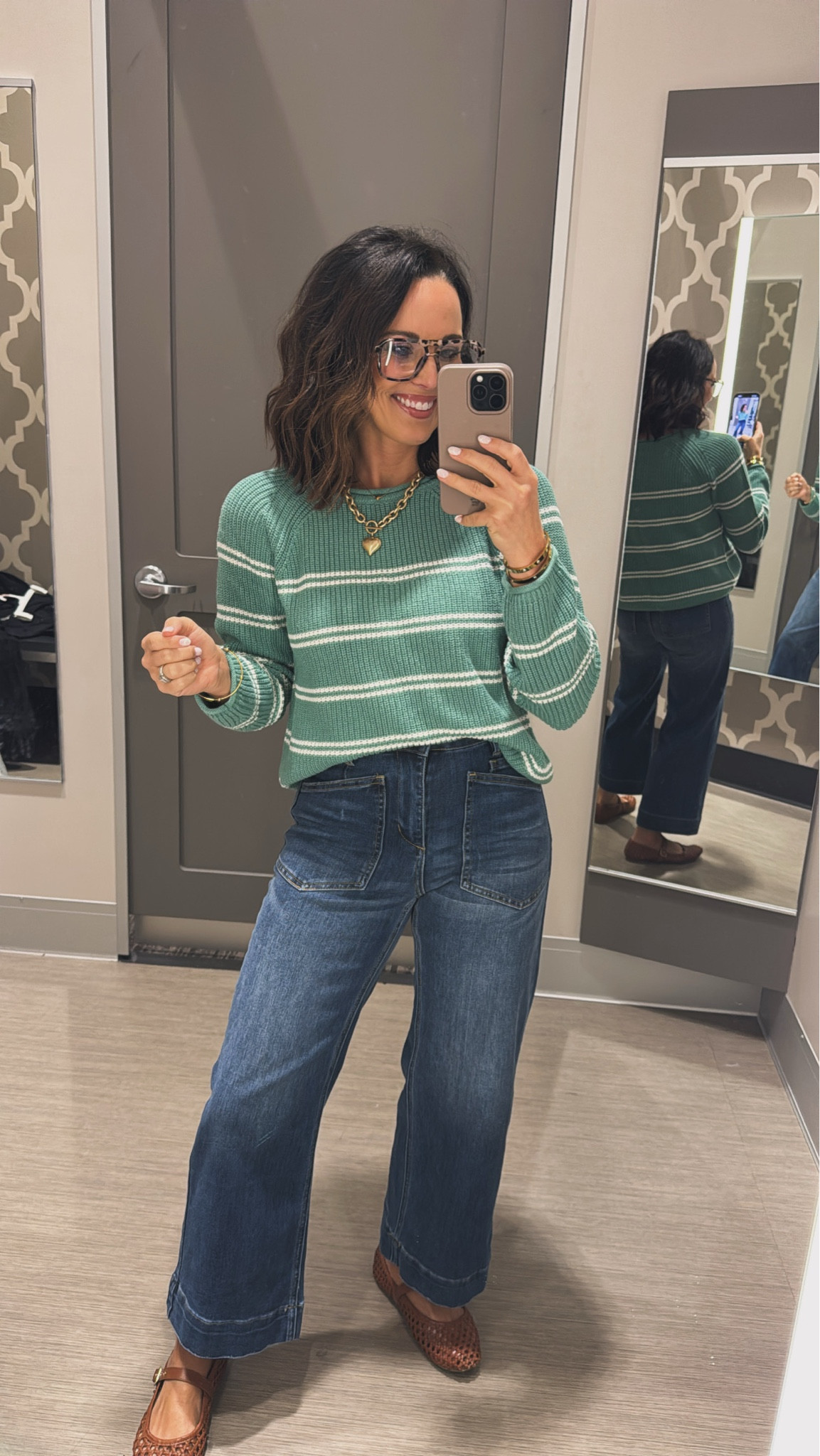 Y'all look at this outfit from @Target A perfect elevated basic for chic casual daily wear. These pants are so comfortable perfect for long work days. Loving this green sweater for the colder days! 

Mom style casual outfits target must haves brown flats women's blouses affordable target fits teacher mom approved women's fashion Vintage Pickin 

#LTKOver40 #LTKootd #LTKmomlife