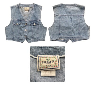 Vintage Enchante Western Blue Denim Vest Rodeo Cowgirl Made in USA size SMALL  | eBay | eBay US