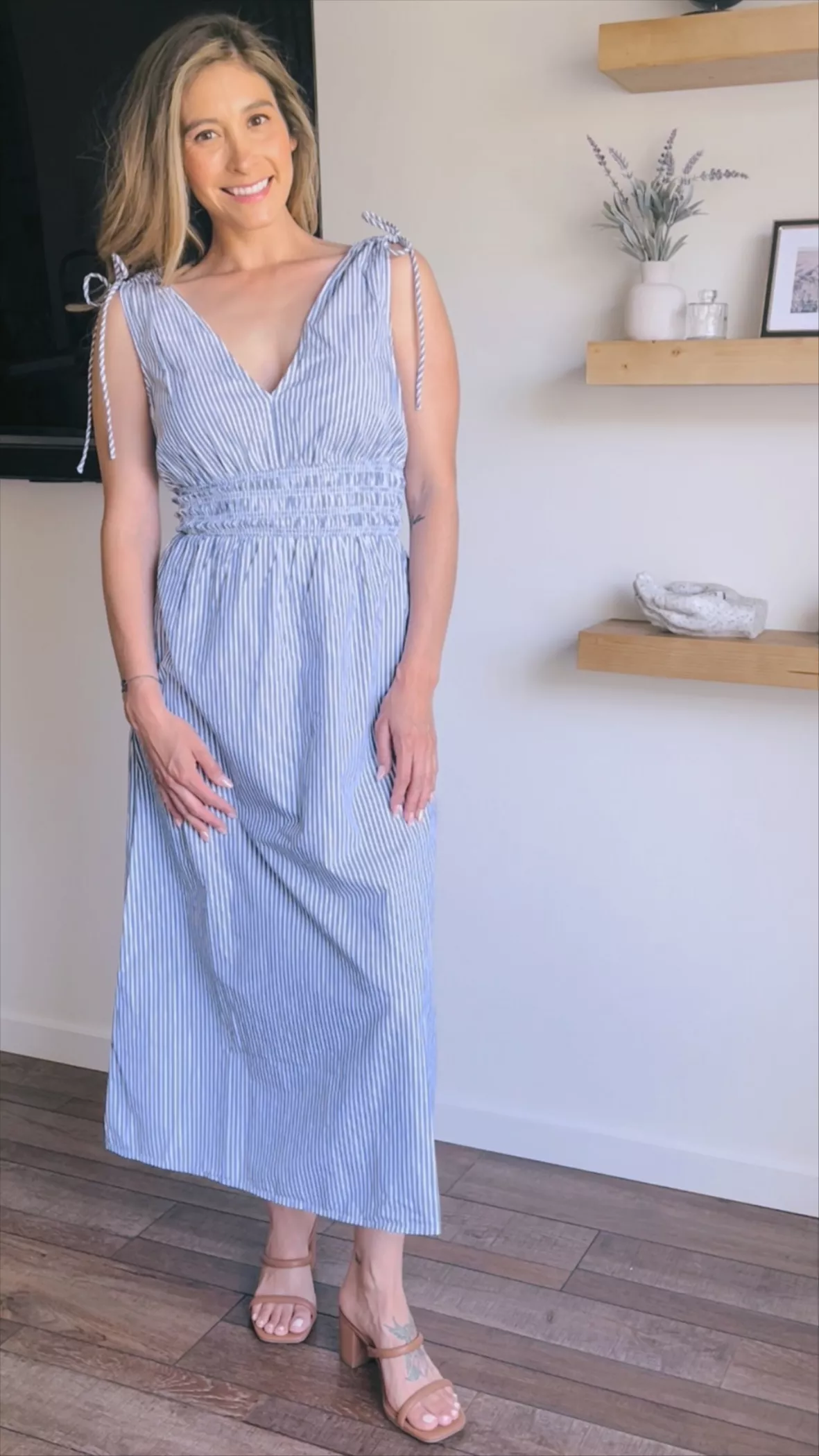 Waist-Defined Crepe Side-Cutout Maxi Dress