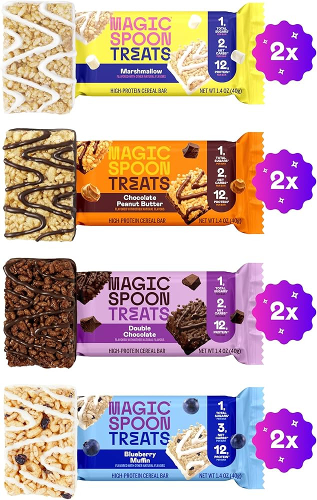 MAGIC SPOON Treats - High Protein Bars, Low Carb, Keto Friendly, Low Sugar, Crispy Cereal Bar, On... | Amazon (US)