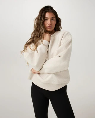 Vuori Restore Oversized Crew Neck T-Shirt | Bone Heather | Large | Vuori Clothing (US & Canada)