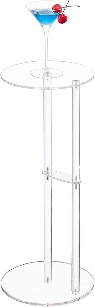 Aquiver Clear Small Acrylic Drink Table - Minimalist Martini Table with Goblet Holder - Small Rou... | Amazon (US)