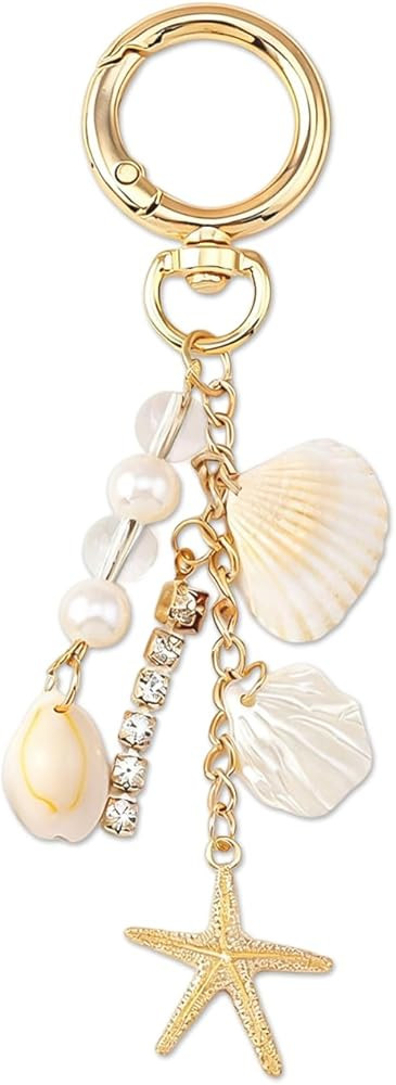 Gold Starfish Keychain for Women – Seashell Beach Design with Pearls and Rhinestones, Ocean Ser... | Amazon (UK)