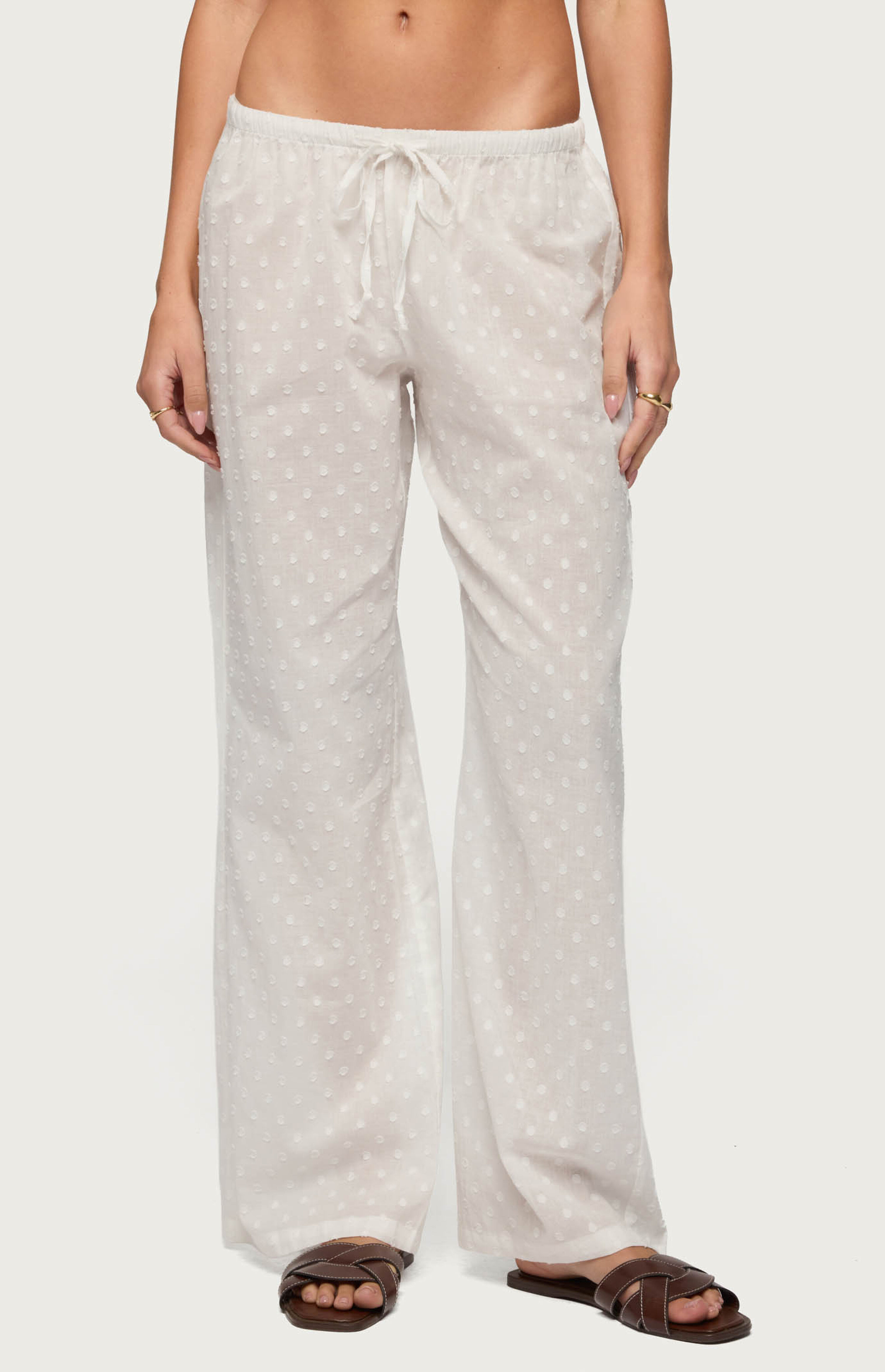 Edikted Embroidered Polka Dot Sheer Cotton Pants | PacSun