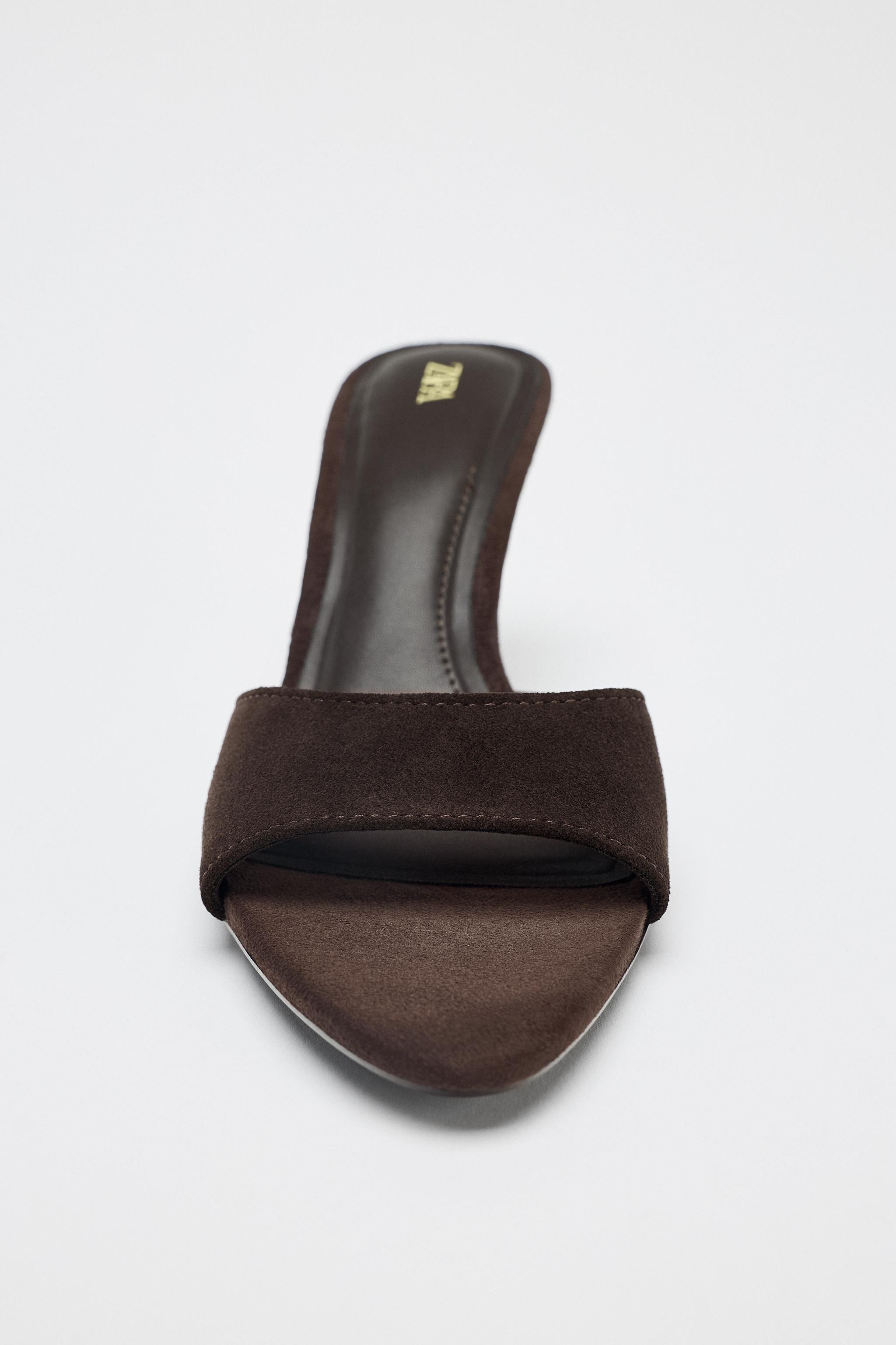 SPLIT LEATHER HEELED SANDALS | Zara US