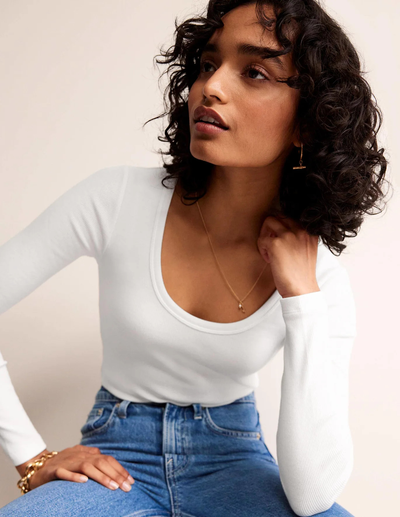 Cotton Rib Scoop Neck Top | Boden (UK & IE)