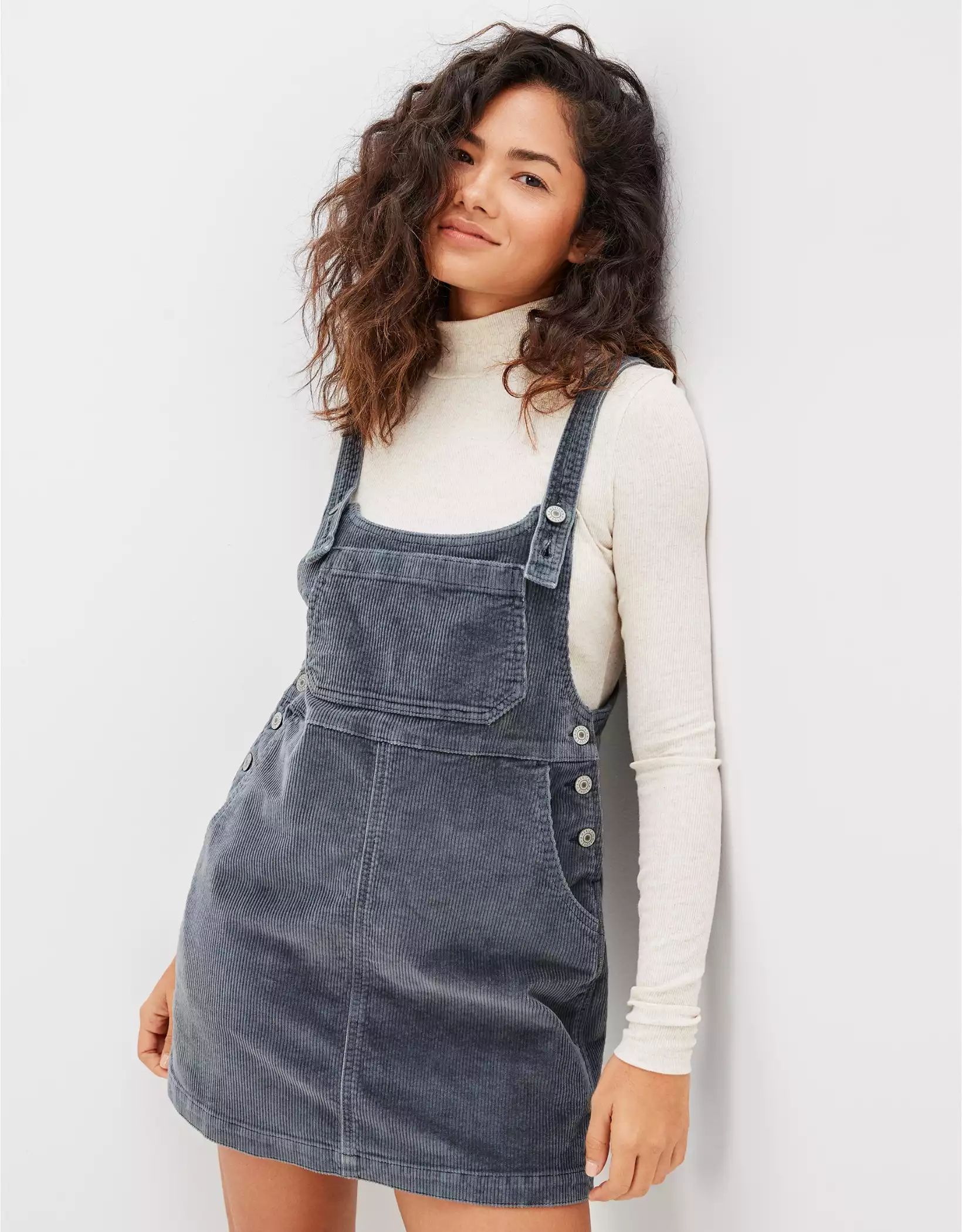AE Corduroy Overall Mini Dress | American Eagle Outfitters (US & CA)