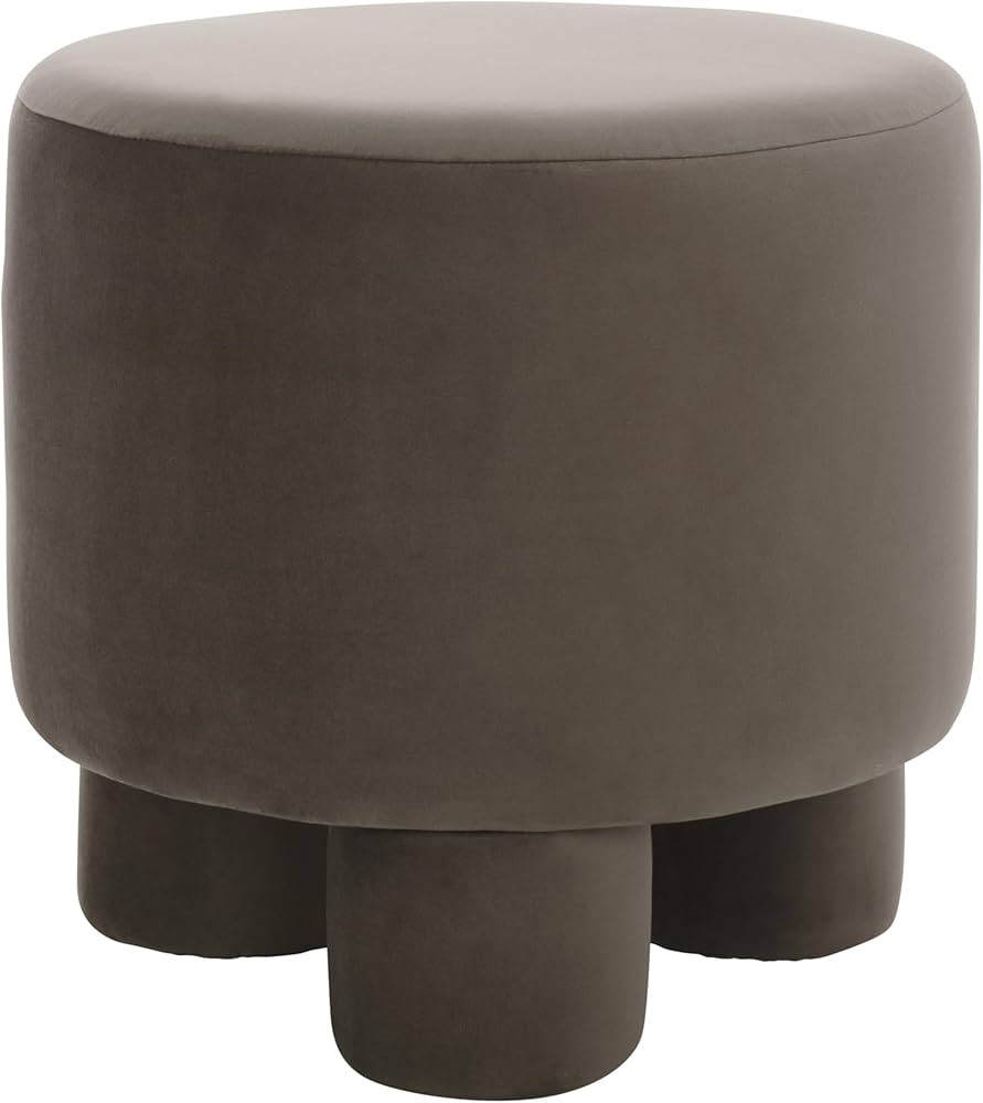SAFAVIEH Home Collection Naref Chocolate Brown Velvet Round Ottoman | Amazon (US)