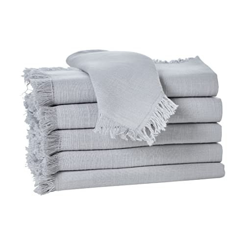 Penguin Home® Set of 6 Cotton Napkin |100% Cotton |Eco Friendly |Sustainable| Cotton Napkin |Reusable Napkins - Daily Use as Dinner Napkins Slub Fabric With Fringes |Size-40 X 40 cm|Colour-Grey| | Amazon (UK)