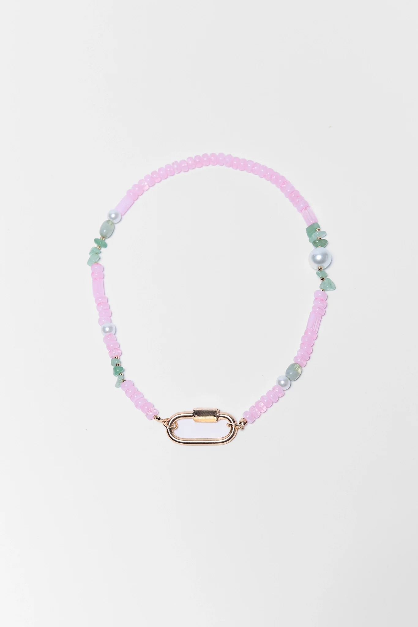 Pink Beaded Carabiner Necklace | Avara