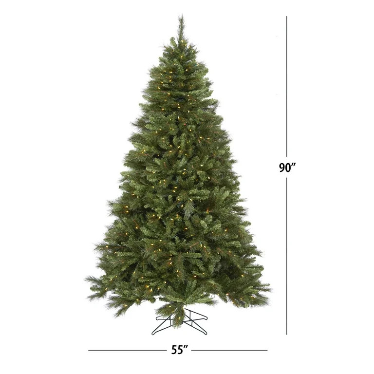 7.5 ft Pre-Lit Denali Fir Artificial Christmas Tree with 500 Warm White LED Lights and Stand, by ... | Walmart (US)