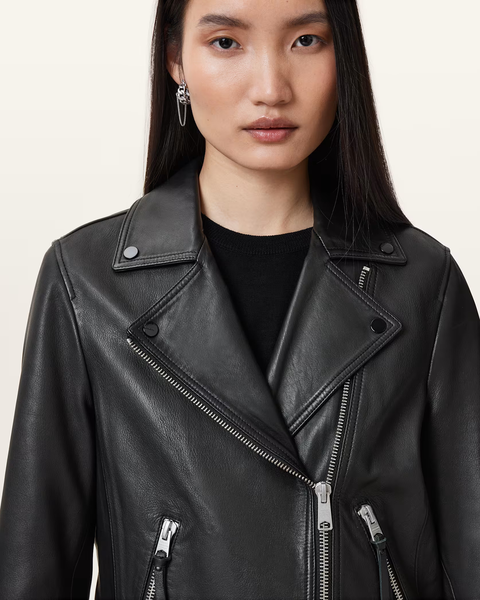 Dalby Slim Fit Leather Biker Jacket | AllSaints US