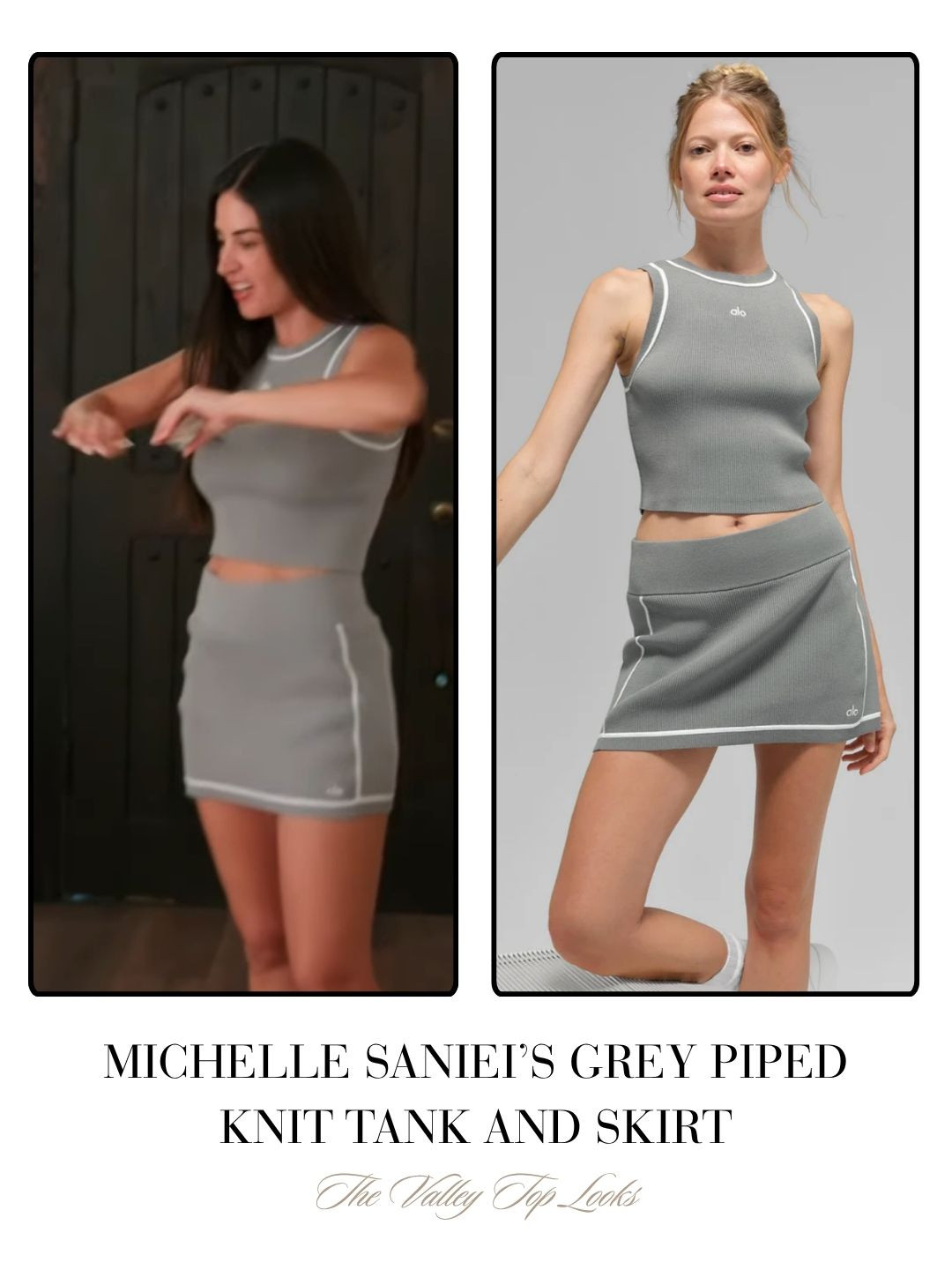 Michelle Saniei's Grey Knit Tank Top and Skirt with White Trim on the Valley Season 3 Episode 1 

 