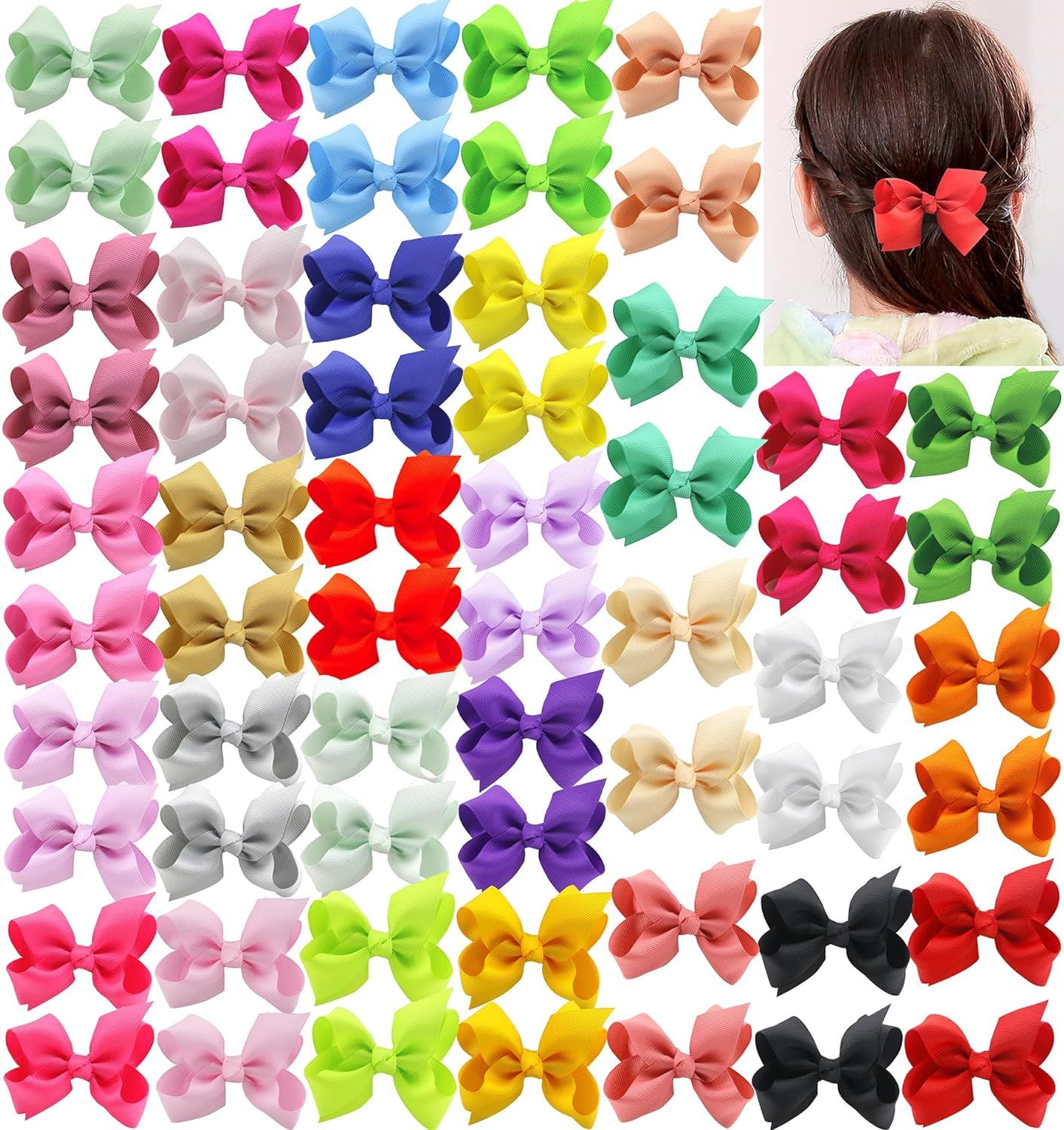 60Pcs 3 Inch Hair Bows For Toddler Girls Kids Clips Accessories Babies Pigtail Age 1 2 3 4 5 6 Ye... | Amazon (US)
