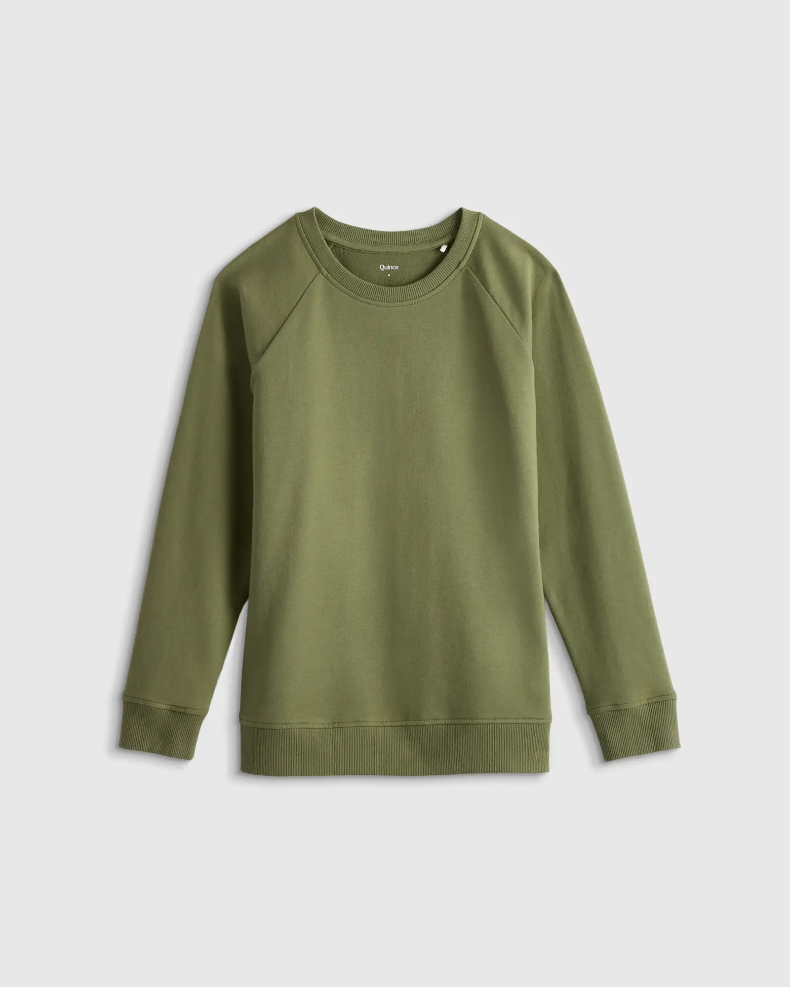 Organic Cotton French Terry Crew Neck Sweatshirt - Kid in Olive Green | Quince