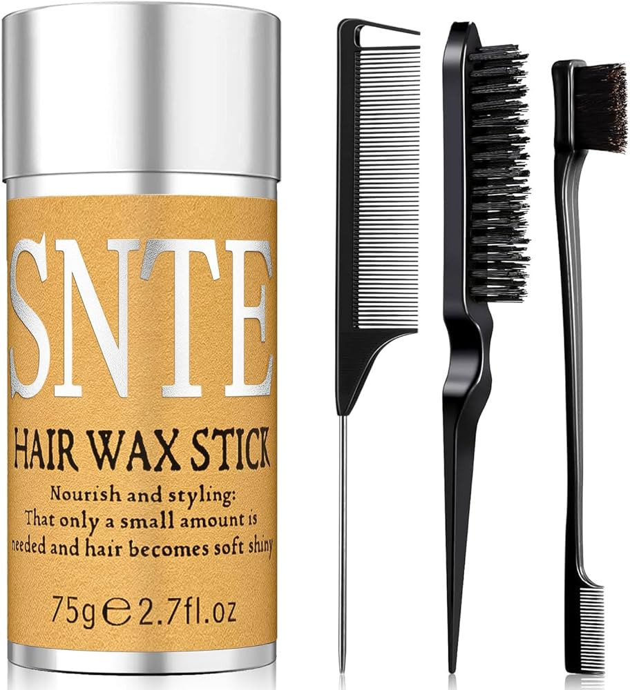Slick Back Hair Brush & Hair Wax Stick Set - Tames Frizz & Smooths Flyaways - Sleek Ponytails, Bu... | Amazon (US)