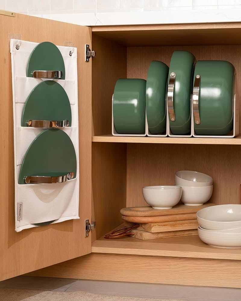 Caraway Nonstick Ceramic Cookware Set (12 Piece) Pots, Pans, Lids and Kitchen Storage - Non Toxic... | Amazon (US)