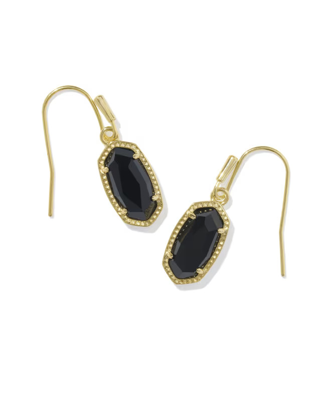 Lee Gold Drop Earrings in Black Opaque Glass | Kendra Scott