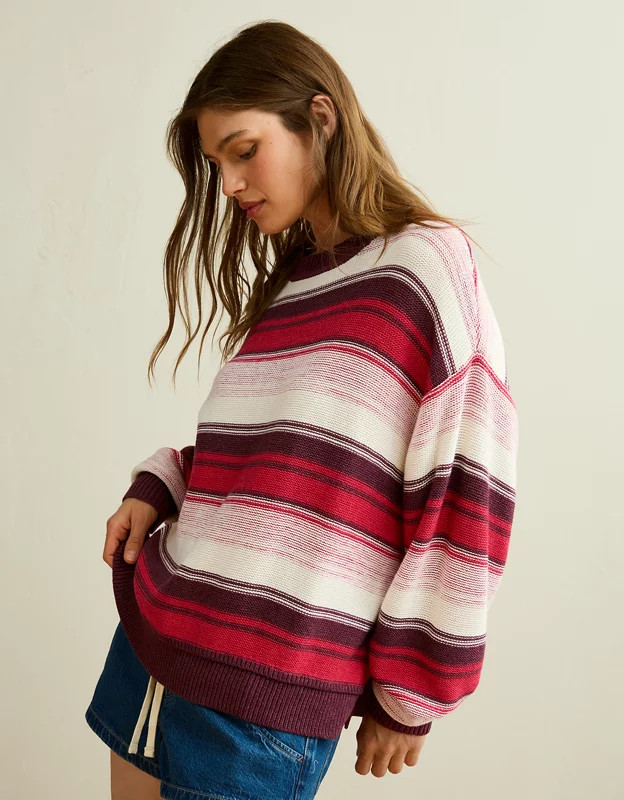 AE Oversized Crew Neck Sweater Women's Red XXS | American Eagle Outfitters (US & CA)
