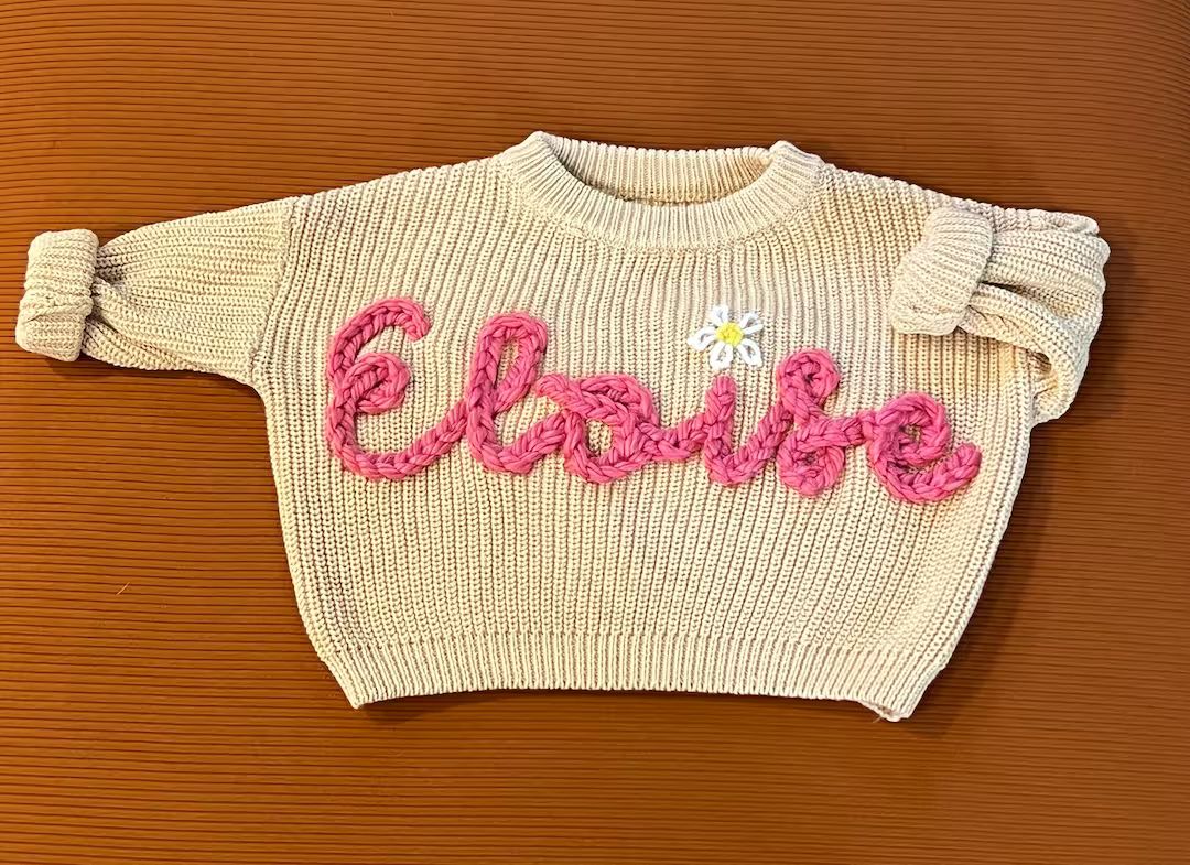 Custom Baby Sweater | Custom Embroidered Baby and Toddler Sweater | Hand Embroidered Name Sweater... | Etsy (US)