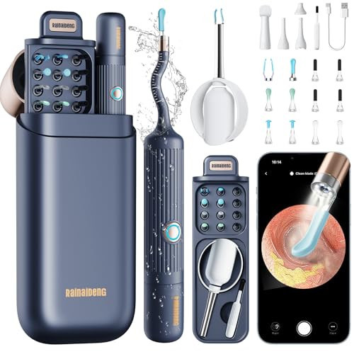 Rainaideng Ear Wax Removal Kit: I35R Ear Cleaner with Flexible Ear Camera Otoscope- Visual Ear Pick Tweezers Wax Remover - Ear Cleaning Kit 3 Pieces Inspection Tools for Family | Amazon (US)