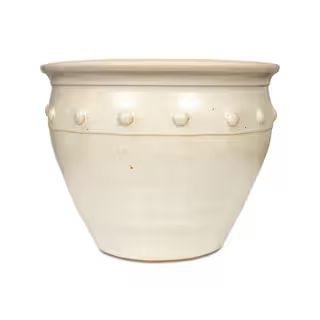 Paddock Home & Garden 14.5 in. Hobnail Matte White Clay Pot 527360 - The Home Depot | The Home Depot