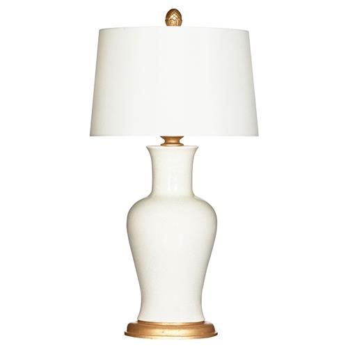 Eloise Modern Classic White Ceramic Gold Base Table Lamp | Kathy Kuo Home