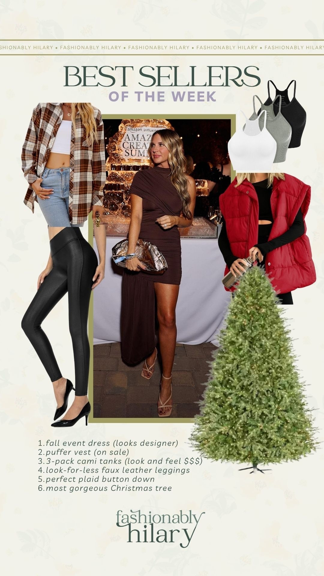 fall event dress (looks designer)
puffer vest (on sale)
3-pack cami tanks (look and feel $$$) 
look-for-less faux leather leggings
perfect plaid button down    
most gorgeous Christmas tree 

#LTKSeasonal #LTKHoliday #LTKHome