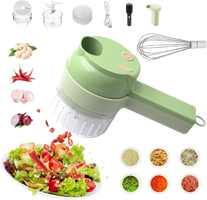 AXEDAES 4 in 1 Multi-Functional Portable Electric Vegetable Cutter Set, Wireless Vegetable Proces... | Amazon (US)