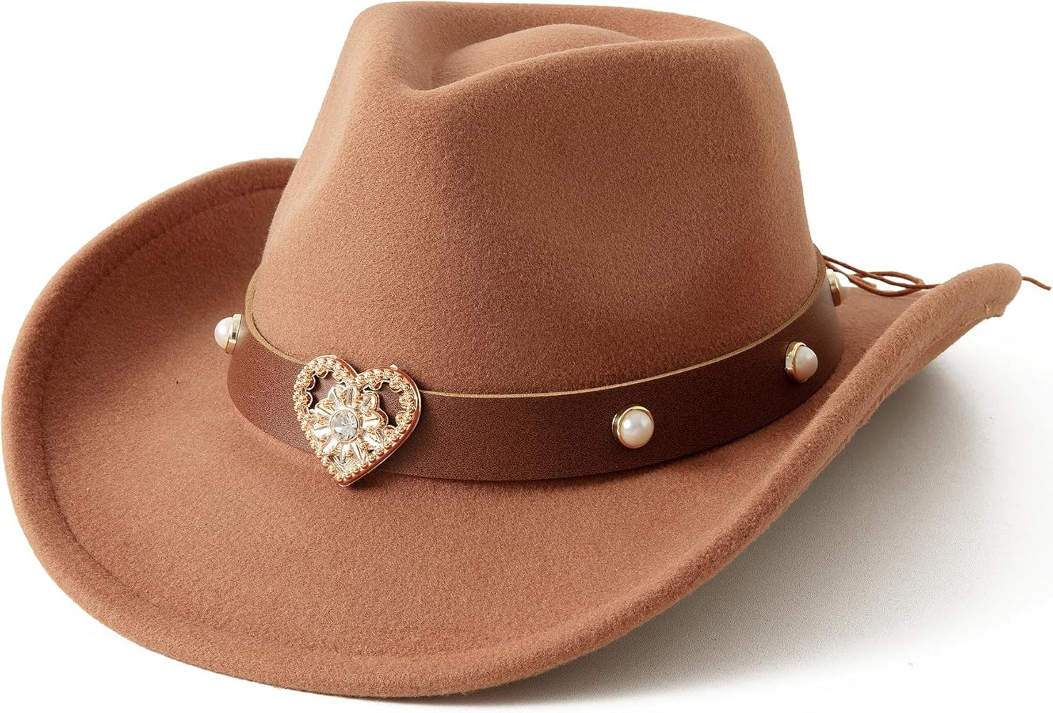 Jastore Western Cowboy Hat for Kids Girls with Heart Shaped Buckle Blet Cowgirl Hat Rodeo Party H... | Amazon (US)