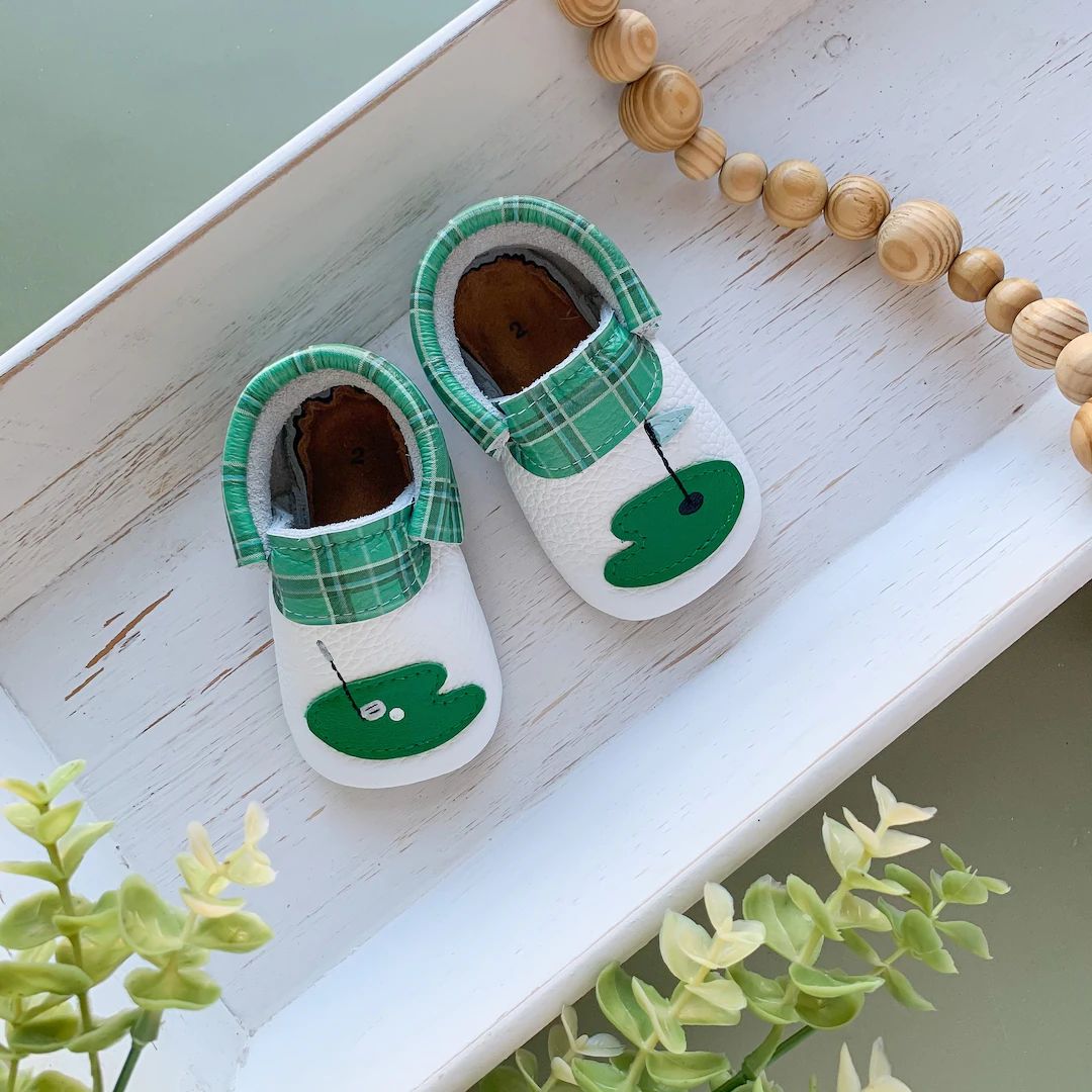 Golf Loafers - Hole in one first birthday - Golf Themed Birthday - Golf Shoes - Baby Moccasins - ... | Etsy (US)