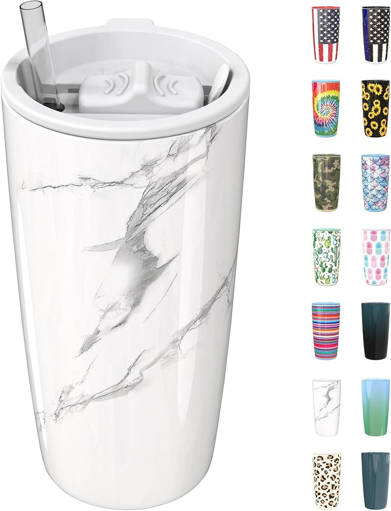 TILUCK 20oz Coffee Tumbler with Lid and Straw, Stainless Steel Double Wall Vacuum Insulated Trave... | Amazon (US)