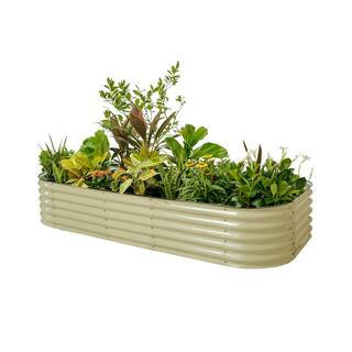 17 in. 10-In-1 Modular Pearl White Metal Raised Garden Bed | The Home Depot