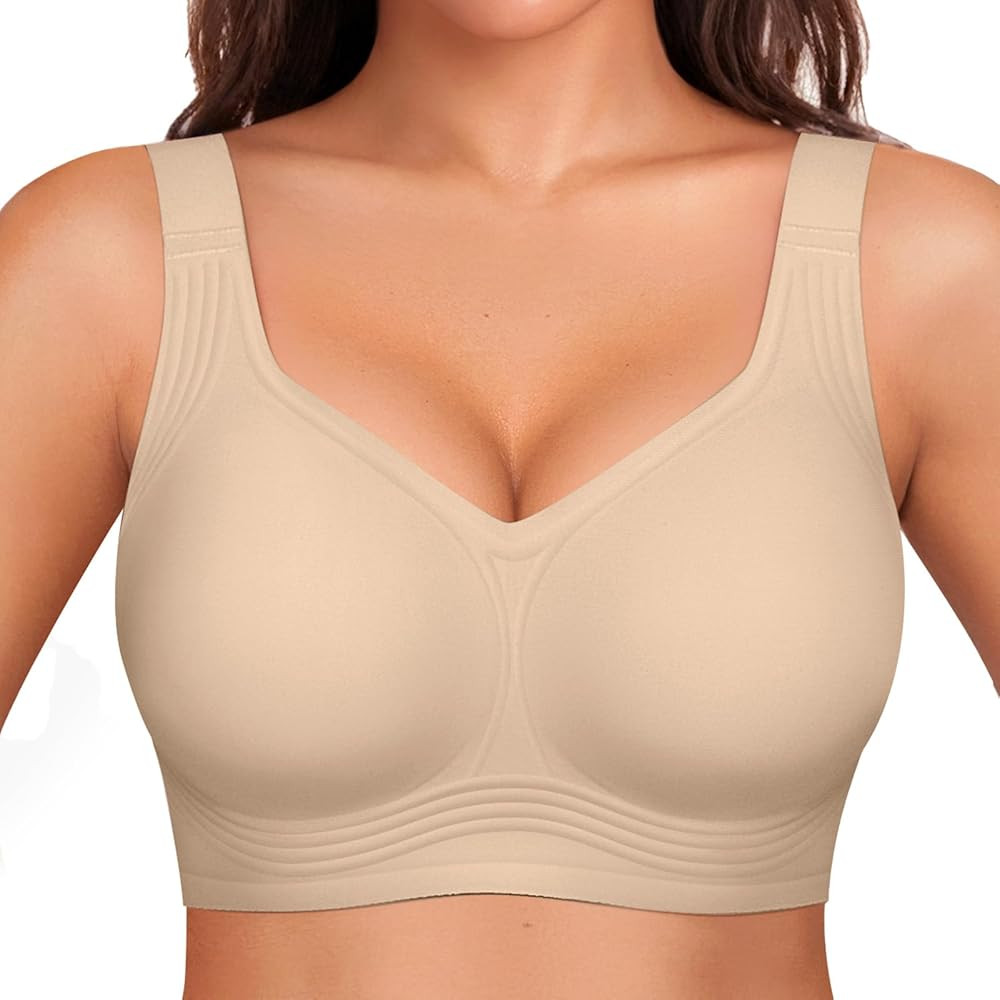 OEAK Wireless Jelly Bra Plus Size Bras Full Coverage Push Up No Underwire Tshirt Bras | Amazon (US)