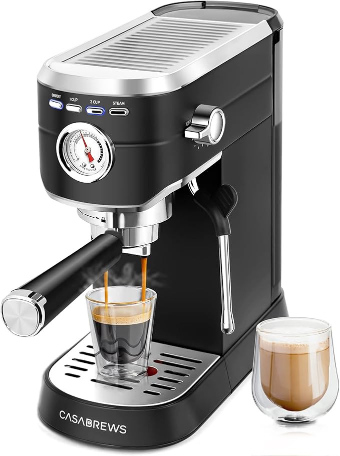 CASABREWS Espresso Machine 20 Bar, Stainless Steel Espresso Maker with Milk Frother Steam Wand, C... | Amazon (US)
