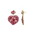 Packed Party Women's Goldtone and Crystal Embellished Heart Earrings, Pink | Walmart (US)