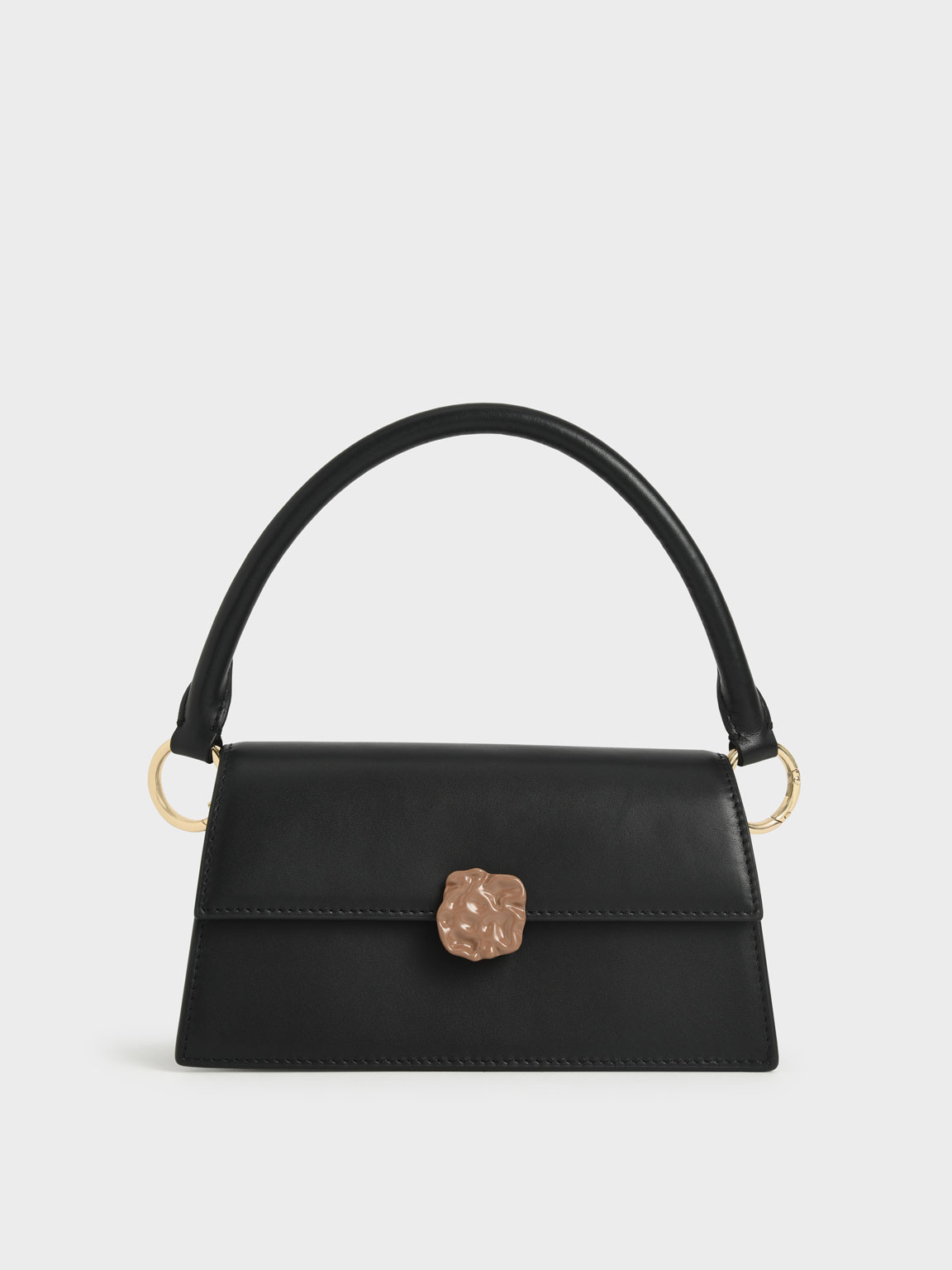 Leather Top Handle Bag
 - Black | Charles & Keith US