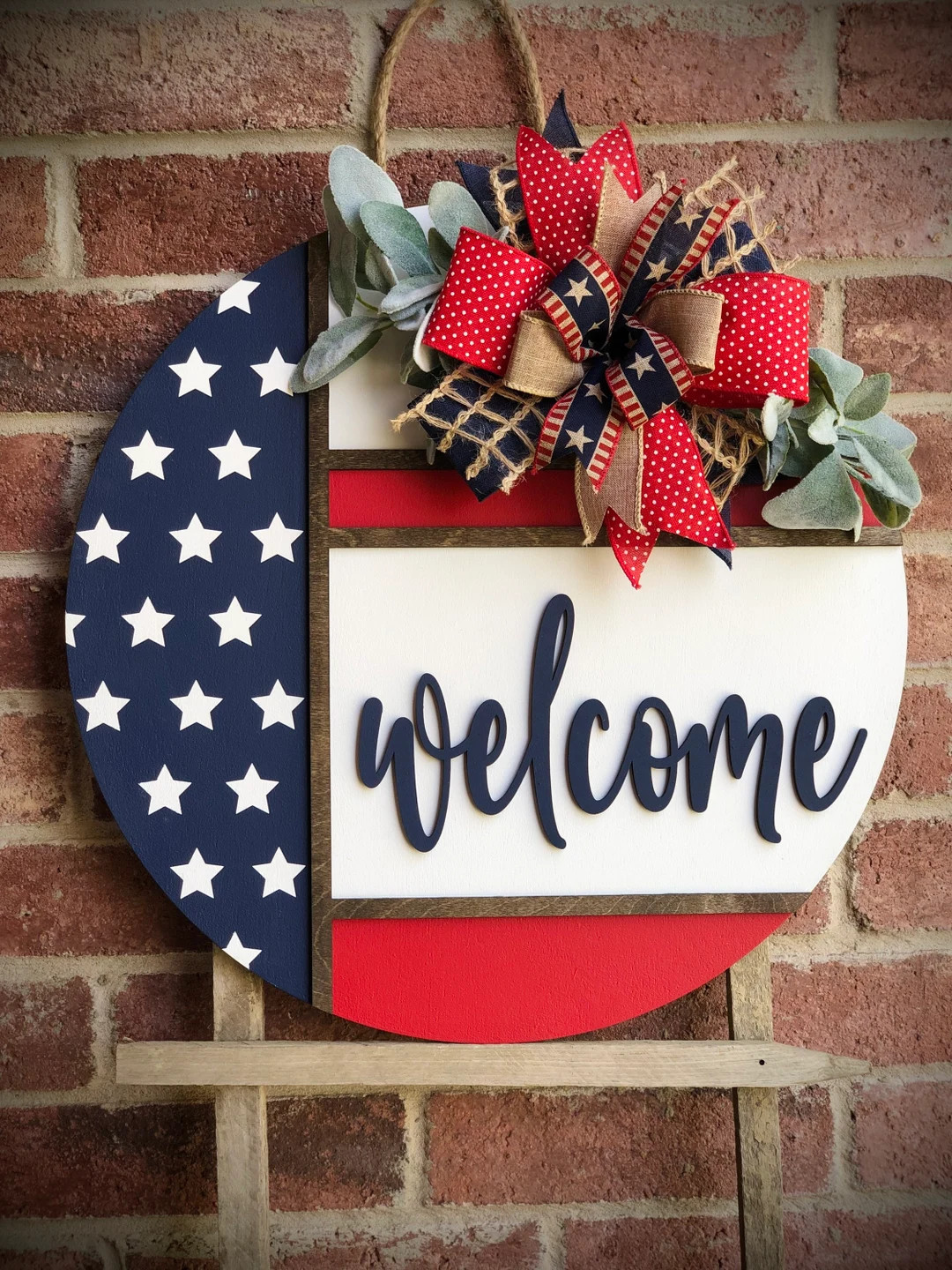 Front Door Decor, Patriotic Door Wreath, Americana Welcome Door Hanger, Welcome Sign, Door Sign, ... | Etsy (US)