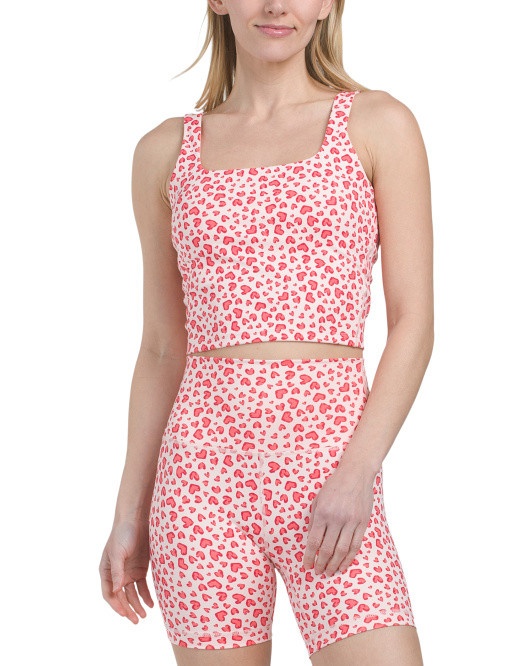 Printed Hearts Longlined Bra Top | TJ Maxx