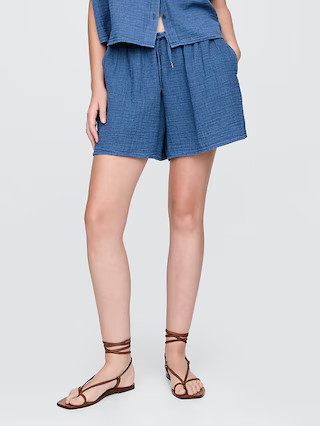 Crinkle Gauze Denim Easy Shorts | Gap (US)