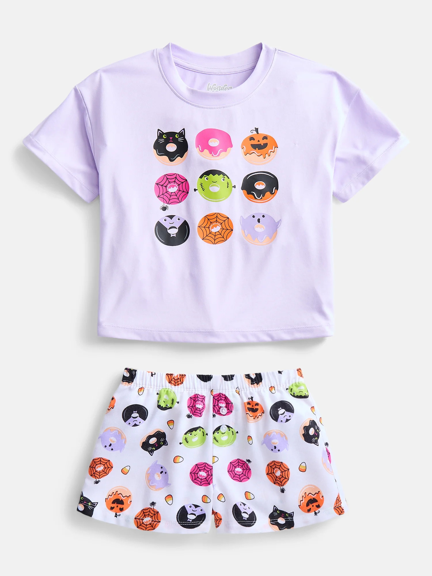 Wonder Nation Girls Short Sleeve Top and Woven Sleep Pant Pajama Set, 2-Piece, Sizes 4-18 | Walmart (US)
